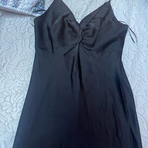 Elegant Black Satin Midi Dress